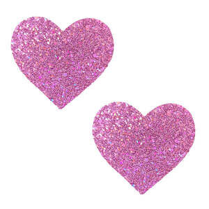 Neva Nude - Pegasus Kisses Iridescent Pink Glitter I Heart U Nipztix Pasties